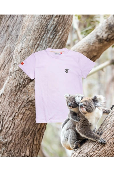 T-shirt damski Basic z koalą australijskim - różowy